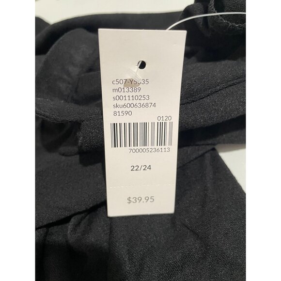 Lane Bryant Womens Black Plus Size 22/24 Short Sleeve Collared Flowy Top - Picture 7 of 10